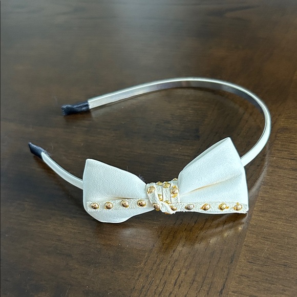 Accessories - 4/$20 Chic Cream Bow Headband with Gold Details
